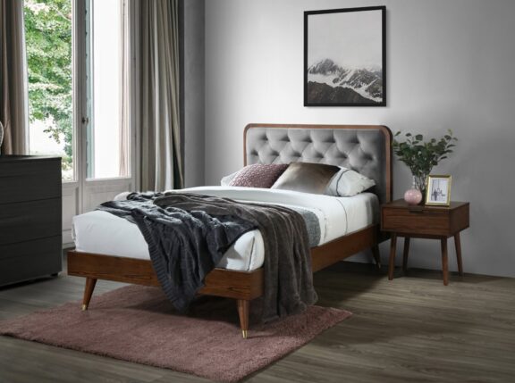 CASSIDY 120 łóżko popielaty / orzech