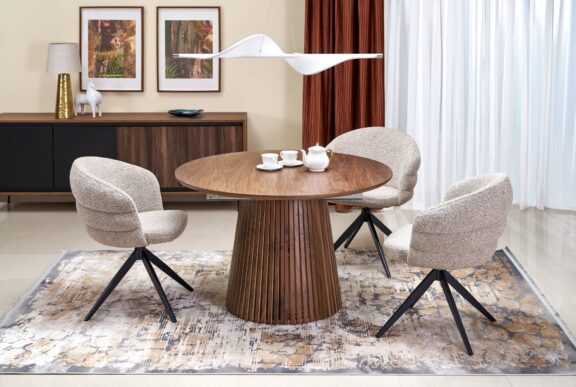 FARGO stół rozkładany, blat - orzechowy, nogi - orzechowy