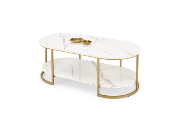 KALUA ława biały marmur / złoty