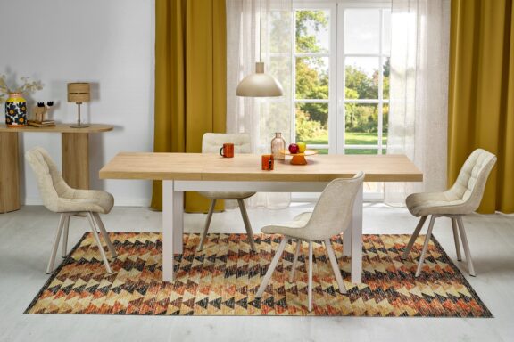 TIAGO stół rozkładany 140-220/80 blat: dąb hikora, nogi: kaszmir