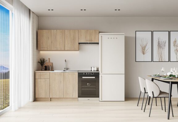 CORONA 180 kuchnia zestaw korpus: dąb cremona, fronty: dąb cremona