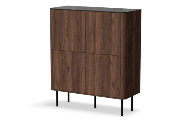 SOLANO KM-2 komoda orzech warmia / czarny marmur