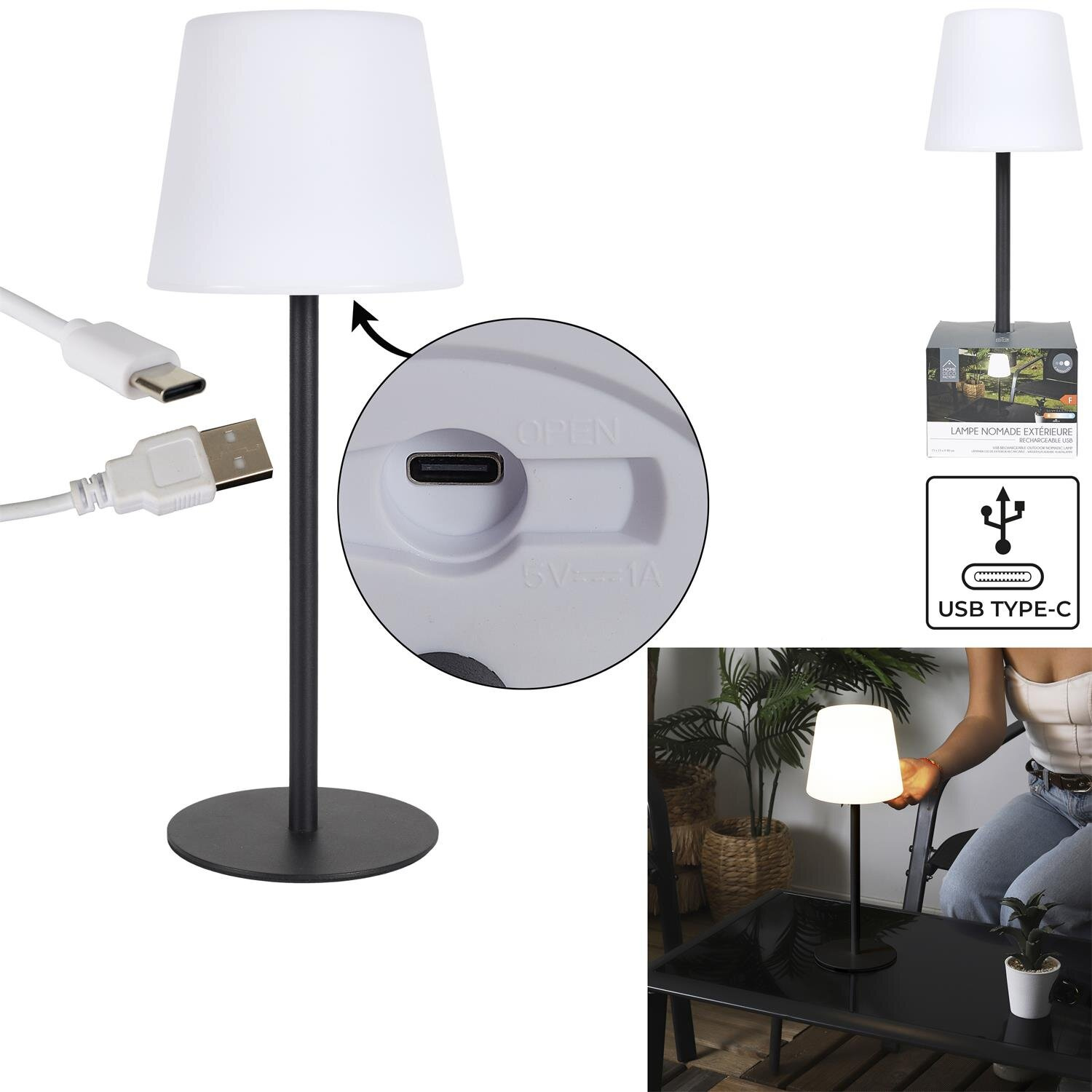 Lampa stołowa USB czarna - obrazek 3