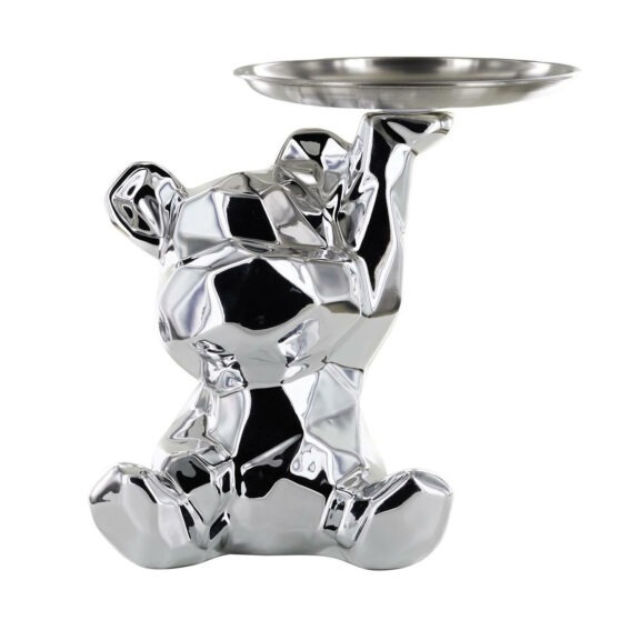 Figurka Miś origami z srebrną tacą