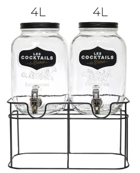 Zestaw 2 słojów na napoje 2x 4L. szklane