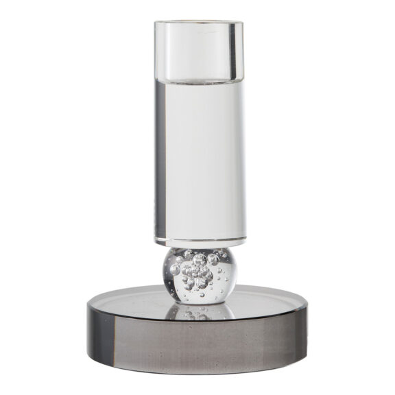 Świecznik szklany, szaro-biały 9x13 cm