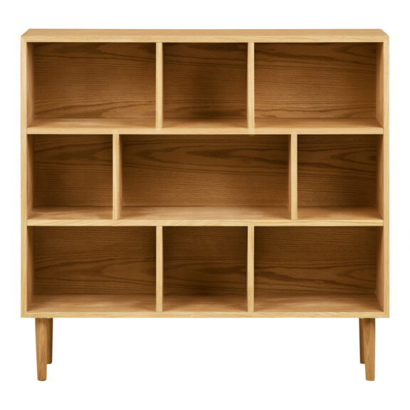 Regał Oshawa niski dąb/fornir dębowy,