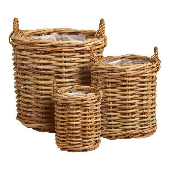 Zestaw 3 koszy Burton rattan naturalny