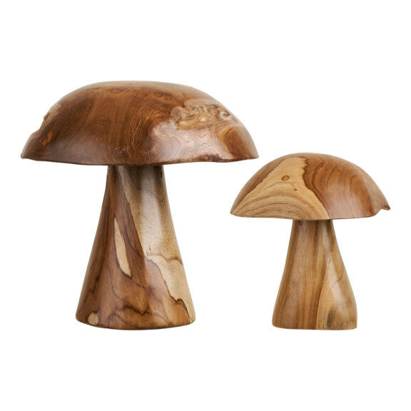 Zestaw 2 dekoracji Mushrooms drewno