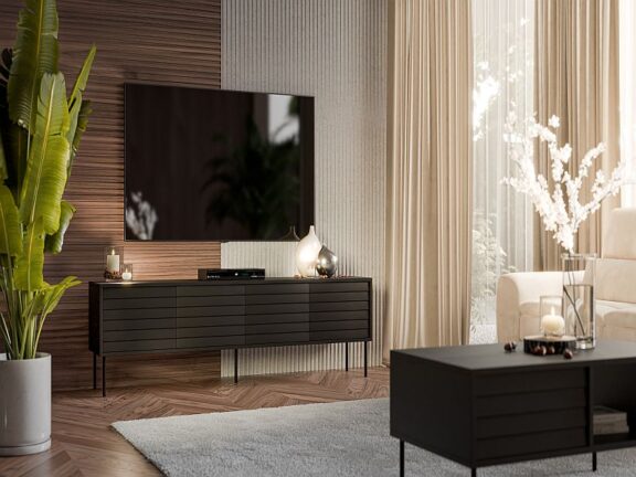 CORTINA szafka RTV 200 ( 4D ) czarny/czarny