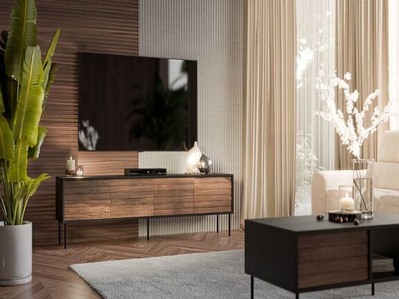 CORTINA szafka RTV 200 ( 4D ) czarny/orzech