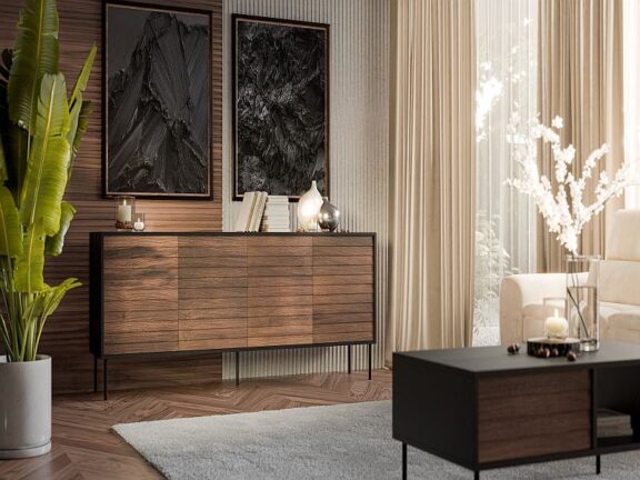 CORTINA komoda 200 (4D )  czarny/orzech