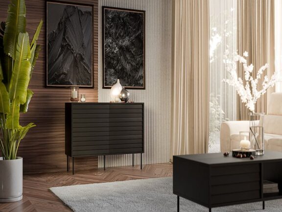 CORTINA komoda 120 ( 1D3S )  czarny/czarny