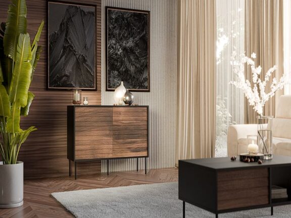 CORTINA komoda 120 ( 1D3S )  czarny/orzech