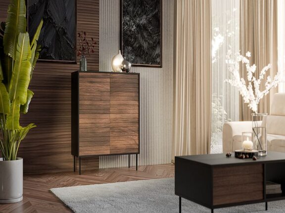 CORTINA komoda 100 ( 4D )  czarny/orzech