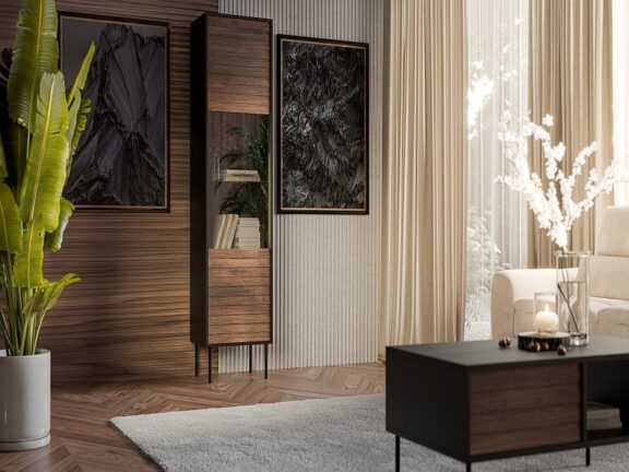 CORTINA witryna czarny/orzech