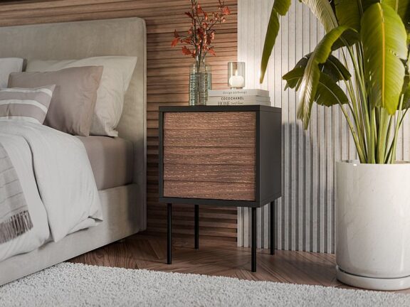 CORTINA szafki nocne czarny/orzech
