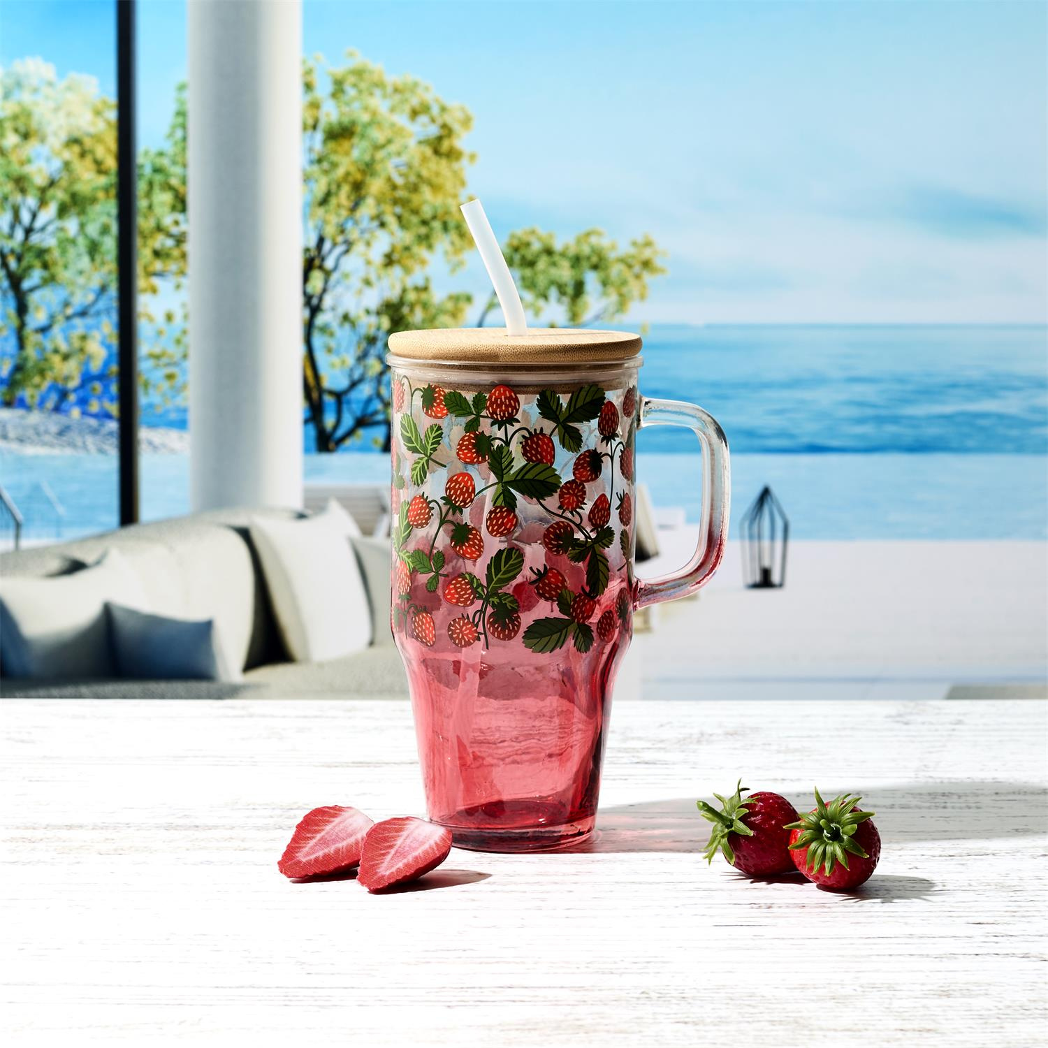 Kubek z pokrywką i słomką Soleo 650ml - obrazek 3