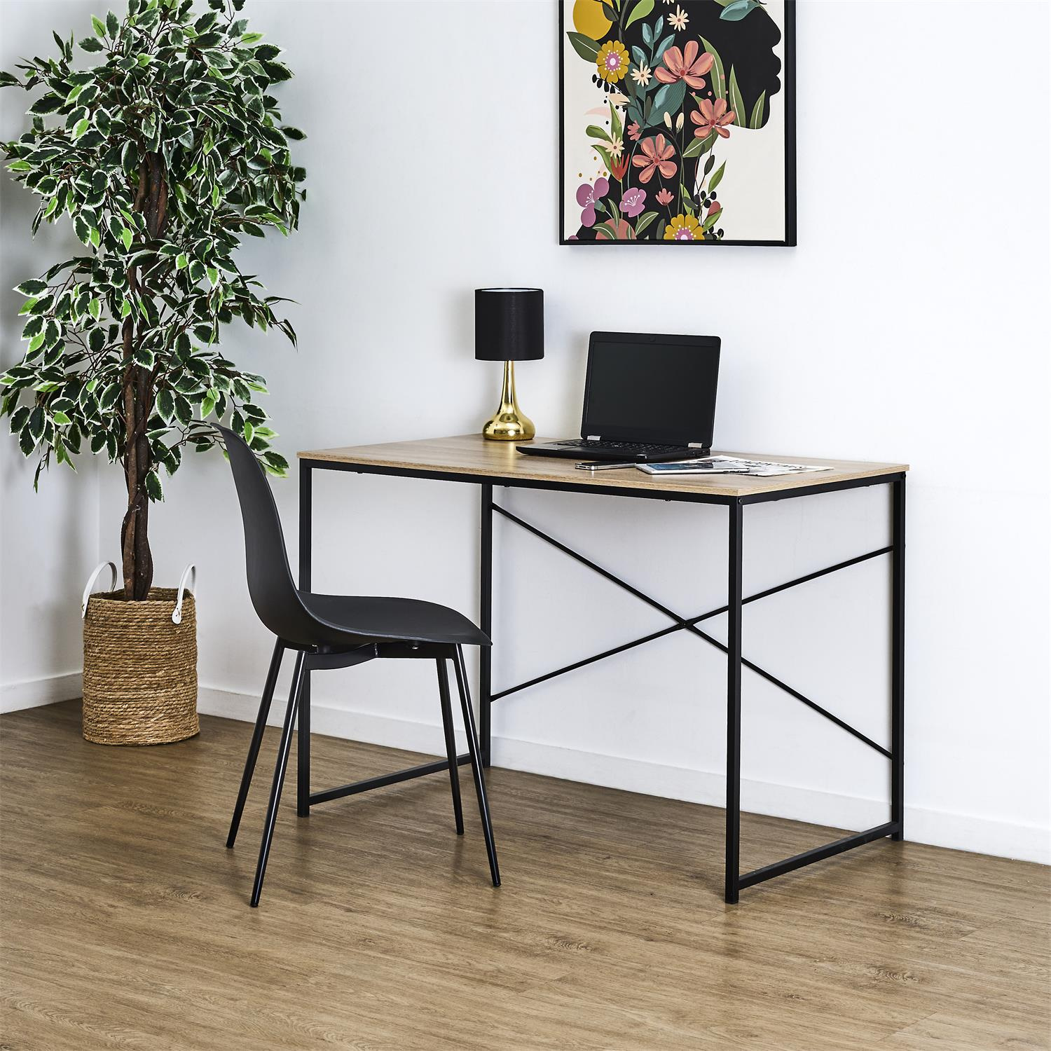 Biurko Loka 110x60cm naturalne/czarne - obrazek 2