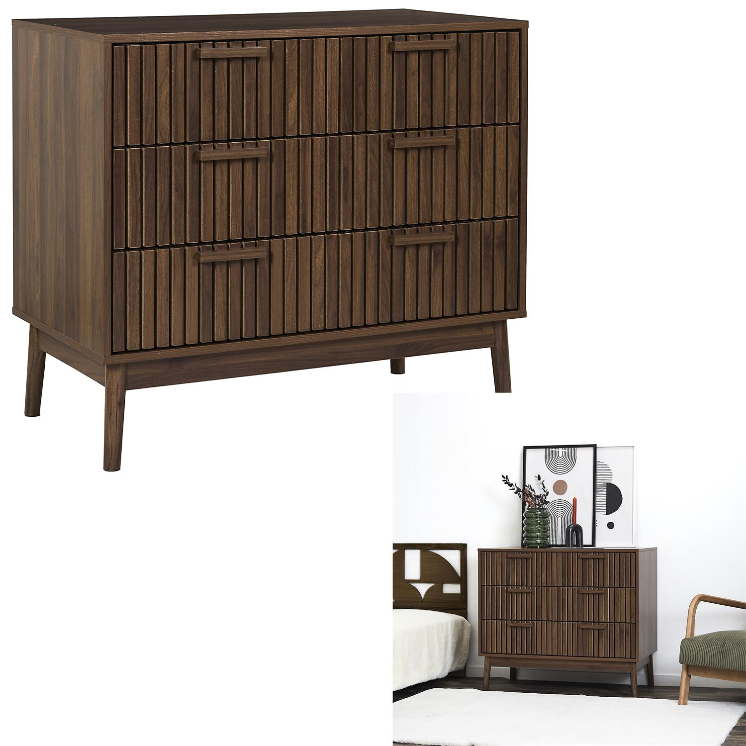 Komoda Maroon 3 szuflady orzech - obrazek 4