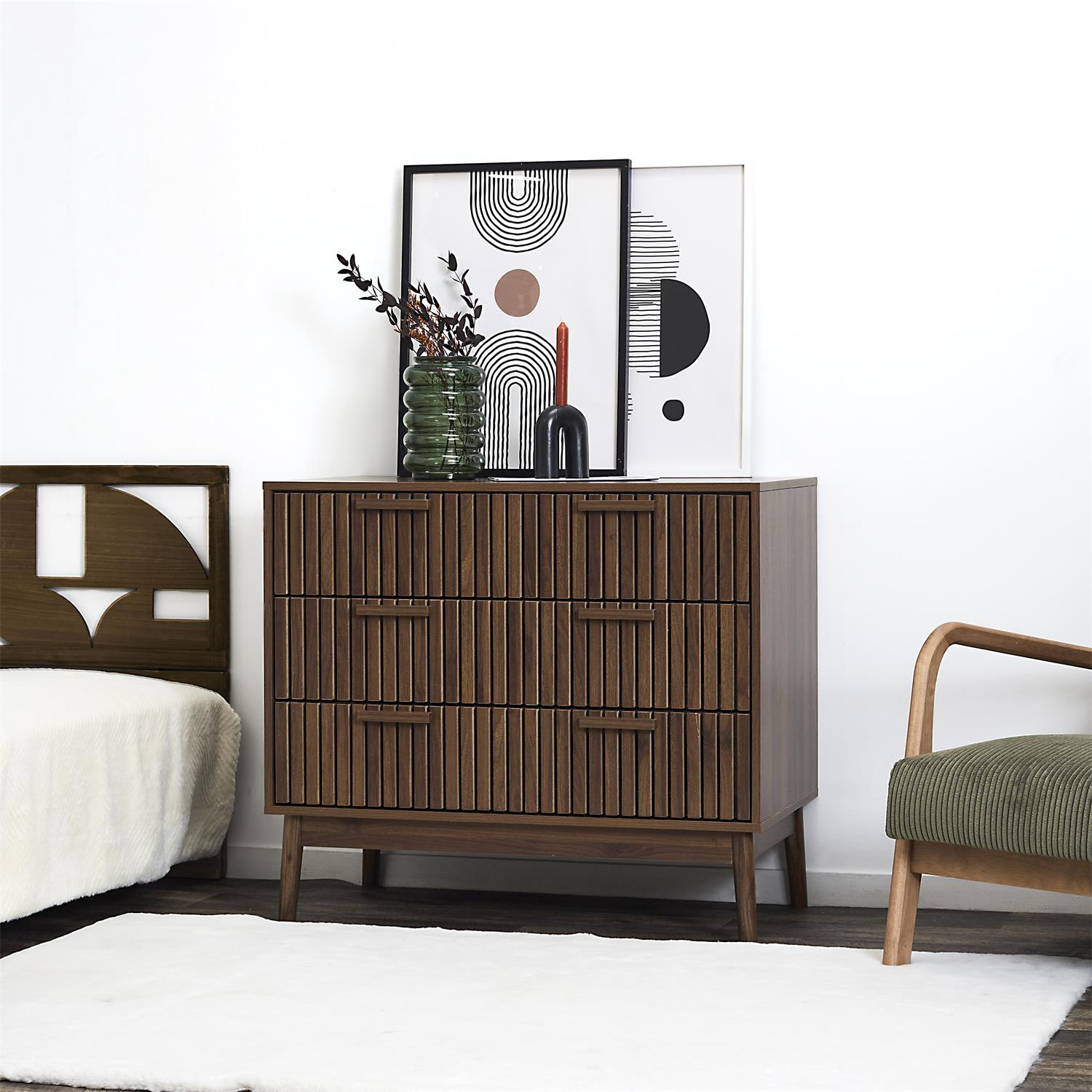 Komoda Maroon 3 szuflady orzech - obrazek 2