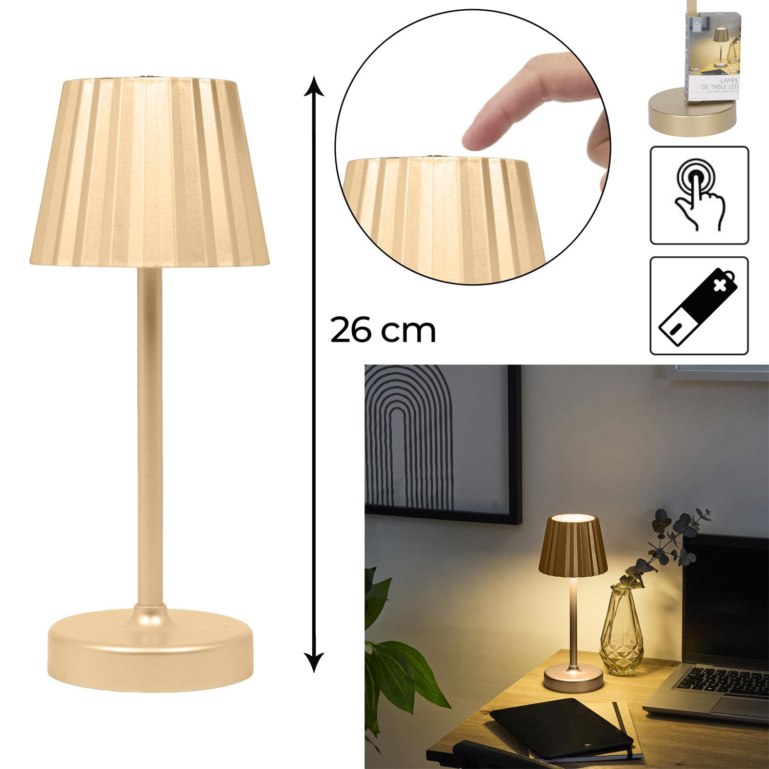 Lampka Blanca LED na dotyk złota - obrazek 5