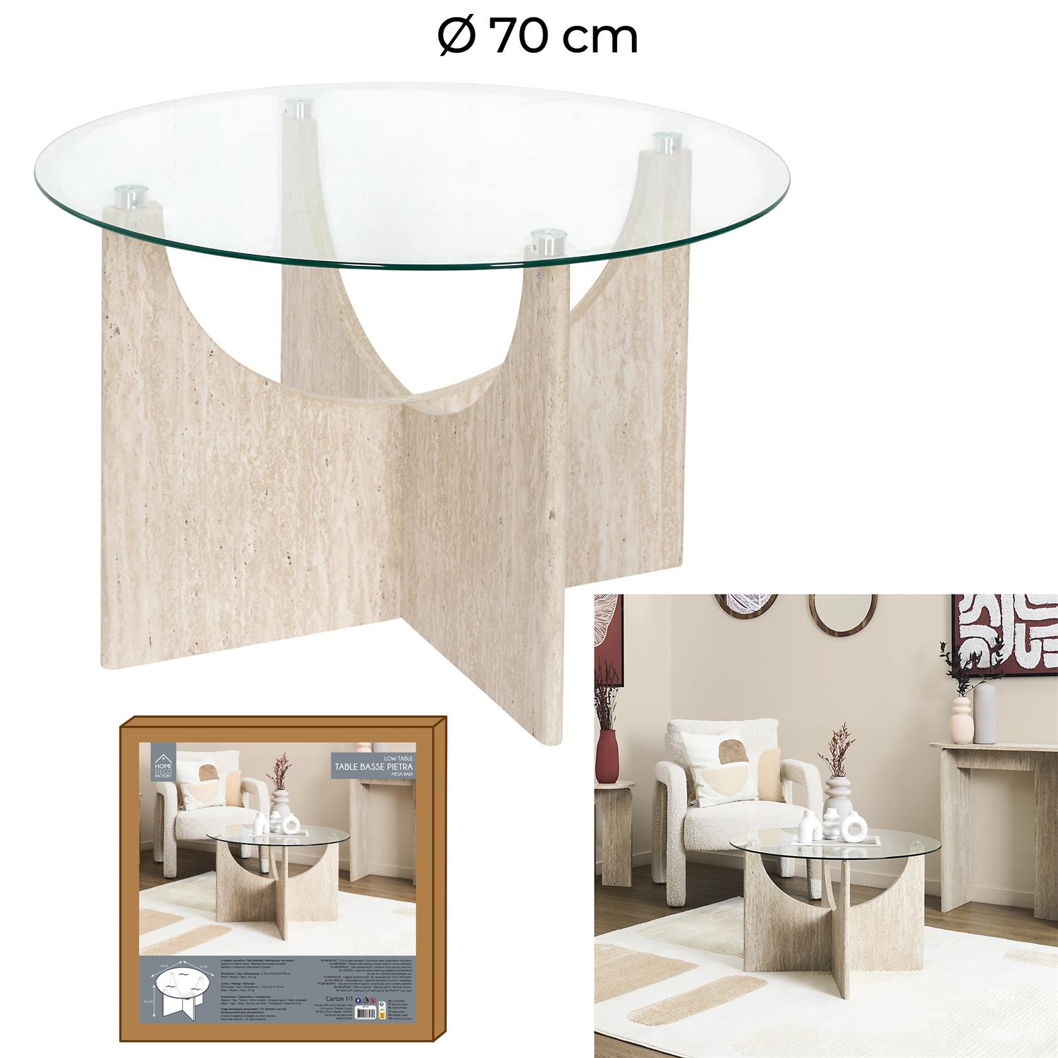 Stolik kawowy Yelo 70cm trawertyn - obrazek 7