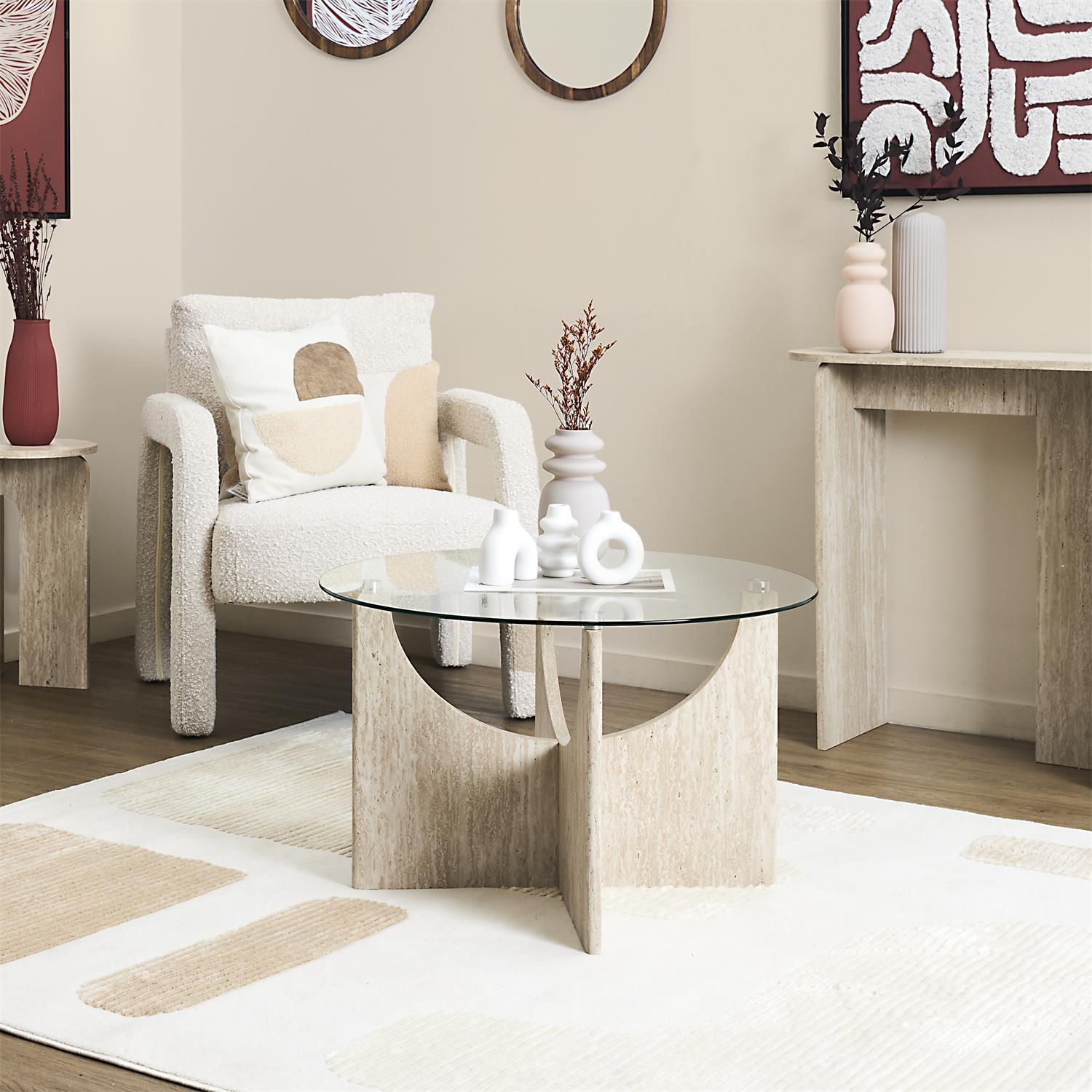 Stolik kawowy Yelo 70cm trawertyn - obrazek 2