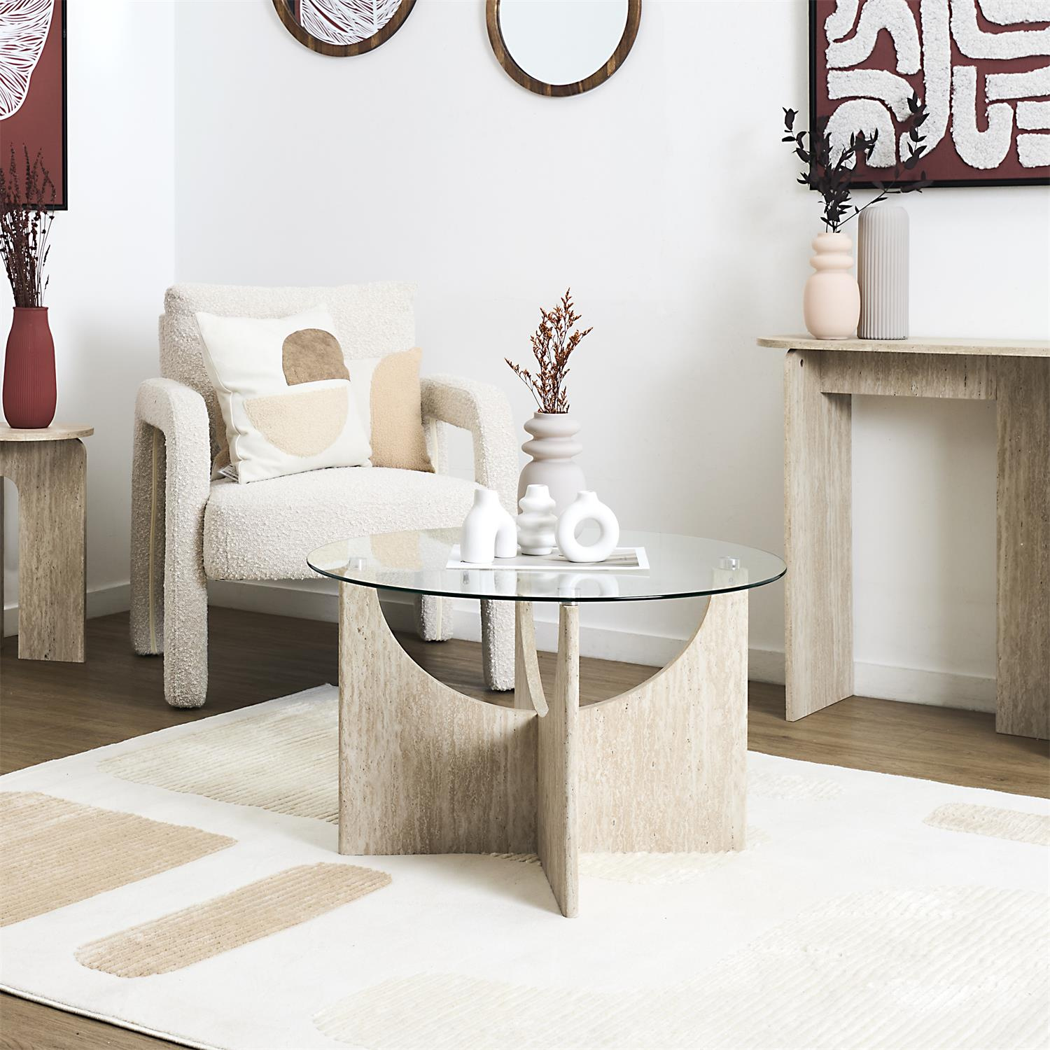 Stolik kawowy Yelo 70cm trawertyn - obrazek 3